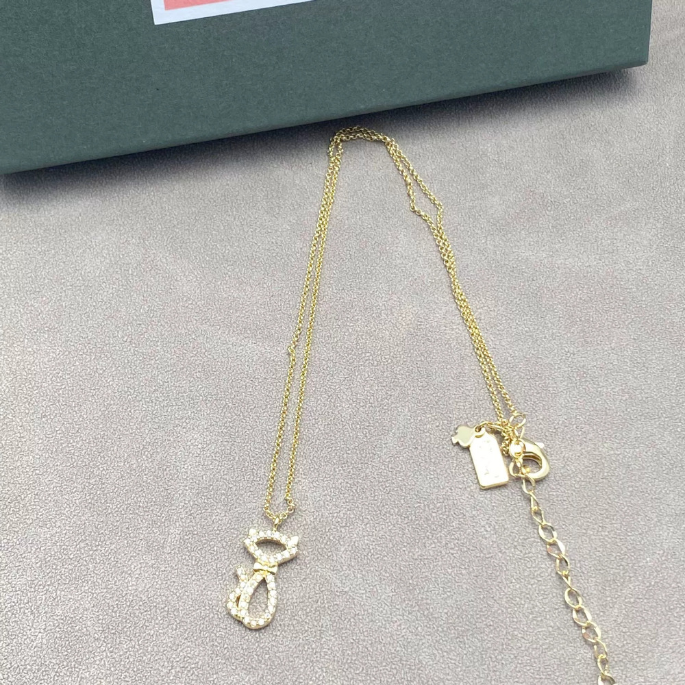 kate spade Kawaii Cat Zircon Inlaid College Style Necklace